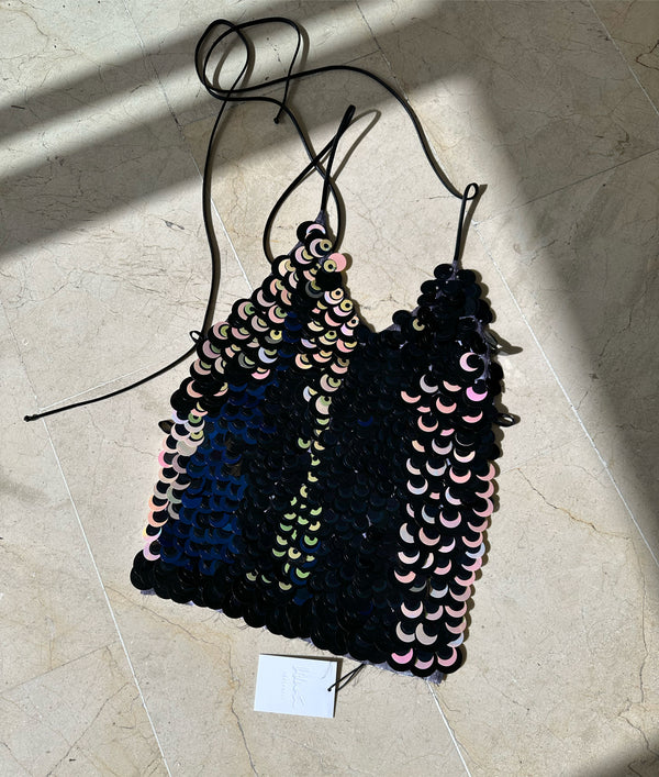 Top paillettes negro