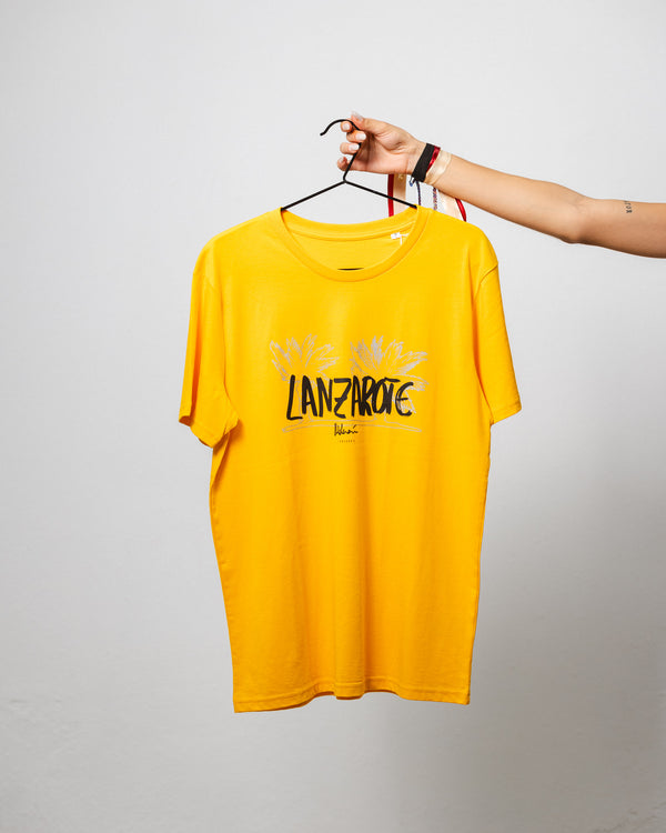 TSHIRT AMARILLO PALMERAS PLATA